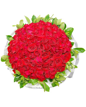 99 Red Roses in Bouquet